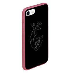 Чехол iPhone 7/8 матовый Сердце, цвет: 3D-малиновый — фото 2