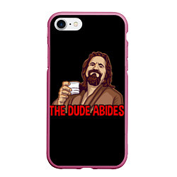Чехол iPhone 7/8 матовый The Dude Abides Lebowski, цвет: 3D-малиновый