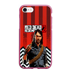 Чехол iPhone 7/8 матовый Бандит дикого запада RDR 2, цвет: 3D-малиновый