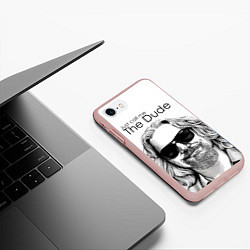 Чехол iPhone 7/8 матовый Just call me the Dude, цвет: 3D-светло-розовый — фото 2