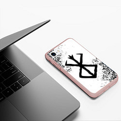 Чехол iPhone 7/8 матовый БЕРСЕРК logo чб, цвет: 3D-светло-розовый — фото 2