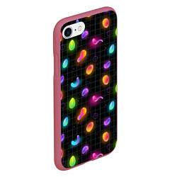 Чехол iPhone 7/8 матовый Ночные фонарики-светлячки, цвет: 3D-малиновый — фото 2