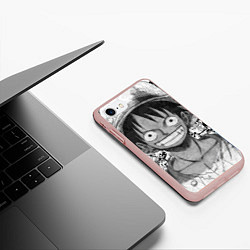 Чехол iPhone 7/8 матовый Луфи улыбается one piece, цвет: 3D-светло-розовый — фото 2