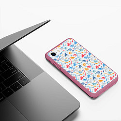 Чехол iPhone 7/8 матовый Хоккей, цвет: 3D-малиновый — фото 2