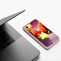 Чехол iPhone 7/8 матовый Пикачу в бейсболке, цвет: 3D-светло-розовый — фото 2