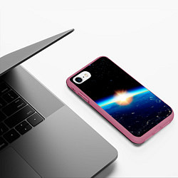 Чехол iPhone 7/8 матовый КОСМИЧЕСКИЙ РАССВЕТ 3D, цвет: 3D-малиновый — фото 2