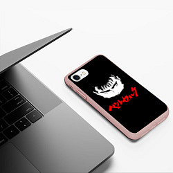 Чехол iPhone 7/8 матовый Берсерк красная надпись, цвет: 3D-светло-розовый — фото 2