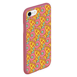 Чехол iPhone 7/8 матовый Пицца и пончики, цвет: 3D-малиновый — фото 2