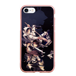 Чехол iPhone 7/8 матовый Атака титанов, цвет: 3D-светло-розовый