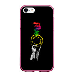 Чехол iPhone 7/8 матовый Нирвана смайл, цвет: 3D-малиновый