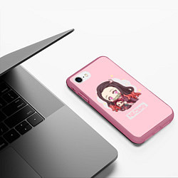 Чехол iPhone 7/8 матовый Baby Nezuko, цвет: 3D-малиновый — фото 2