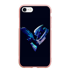 Чехол iPhone 7/8 матовый Garrus whith gun, цвет: 3D-светло-розовый