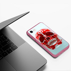 Чехол iPhone 7/8 матовый Fallout Череп, цвет: 3D-малиновый — фото 2