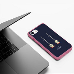 Чехол iPhone 7/8 матовый Стальной и серебряный меч, цвет: 3D-малиновый — фото 2