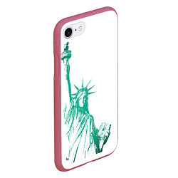Чехол iPhone 7/8 матовый Статуя Свободы, цвет: 3D-малиновый — фото 2