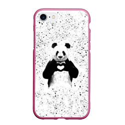 Чехол iPhone 7/8 матовый Панда Любовь Сердце Брызги, цвет: 3D-малиновый
