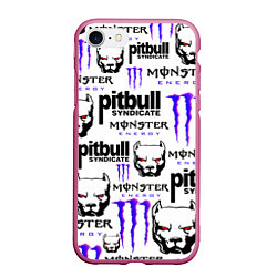 Чехол iPhone 7/8 матовый PITBULL SYNDICATE X MONSTER, цвет: 3D-малиновый