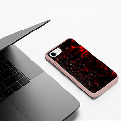 Чехол iPhone 7/8 матовый 3Д Разлом 3D Плиты и огонь, цвет: 3D-светло-розовый — фото 2