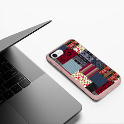 Чехол iPhone 7/8 матовый Деревенский стиль Пэчворк, цвет: 3D-светло-розовый — фото 2