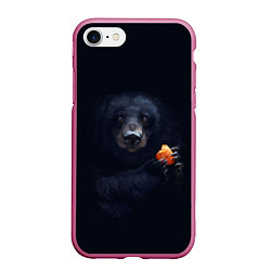 Чехол iPhone 7/8 матовый Медведь, цвет: 3D-малиновый
