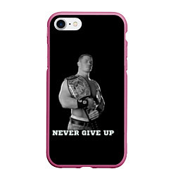 Чехол iPhone 7/8 матовый Never give up, цвет: 3D-малиновый