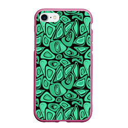 Чехол iPhone 7/8 матовый Зеленый абстрактный узор, цвет: 3D-малиновый