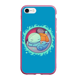 Чехол iPhone 7/8 матовый Сквиртл спит, цвет: 3D-малиновый