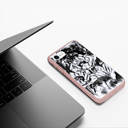 Чехол iPhone 7/8 матовый Черно-белый узор Маки, цвет: 3D-светло-розовый — фото 2