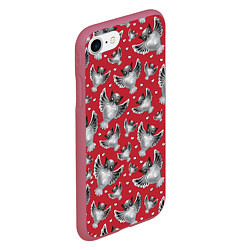 Чехол iPhone 7/8 матовый Серебряные совы, цвет: 3D-малиновый — фото 2
