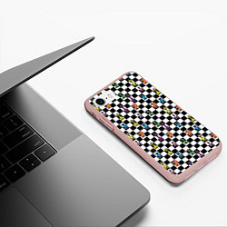 Чехол iPhone 7/8 матовый Яркая шахматная доска, цвет: 3D-светло-розовый — фото 2