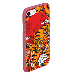 Чехол iPhone 7/8 матовый Год тигра, цвет: 3D-малиновый — фото 2