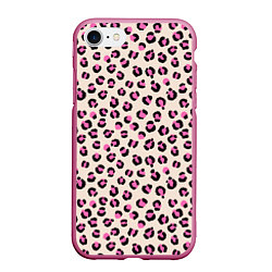 Чехол iPhone 7/8 матовый Леопардовый принт розовый