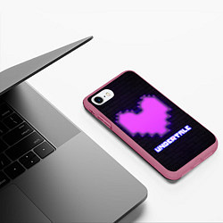 Чехол iPhone 7/8 матовый UNDERTALE PURPLE HEART, цвет: 3D-малиновый — фото 2