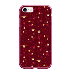 Чехол iPhone 7/8 матовый Россыпи золотых звезд, цвет: 3D-малиновый