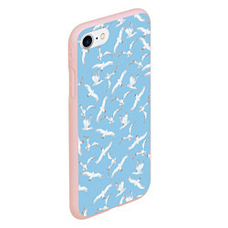 Чехол iPhone 7/8 матовый Чайки в небе паттерн, цвет: 3D-светло-розовый — фото 2