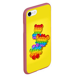 Чехол iPhone 7/8 матовый АНТИСТРЕСС ПОП ИТ POP IT, цвет: 3D-малиновый — фото 2