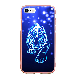 Чехол iPhone 7/8 матовый Неоновый тигр, цвет: 3D-светло-розовый