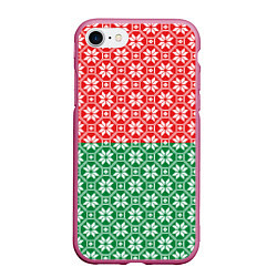 Чехол iPhone 7/8 матовый Беларусь алатырь, цвет: 3D-малиновый