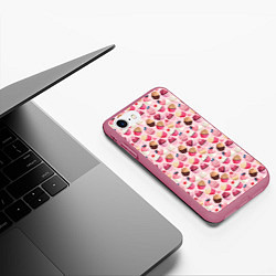 Чехол iPhone 7/8 матовый Пирожные, цвет: 3D-малиновый — фото 2