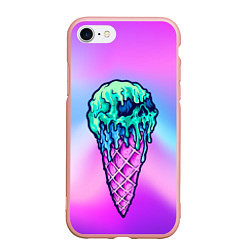 Чехол iPhone 7/8 матовый Мороженое Ice Scream Череп Z, цвет: 3D-светло-розовый