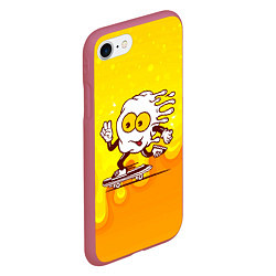 Чехол iPhone 7/8 матовый Веселая яичница на скейте, цвет: 3D-малиновый — фото 2