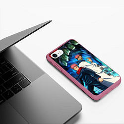 Чехол iPhone 7/8 матовый Магическая битва, Итадори и Сукуна, цвет: 3D-малиновый — фото 2