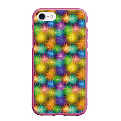 Чехол iPhone 7/8 матовый Праздничный Салют, цвет: 3D-малиновый