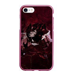 Чехол iPhone 7/8 матовый Аста Черный клевер Red style, цвет: 3D-малиновый
