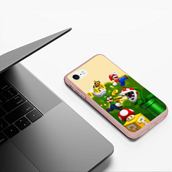 Чехол iPhone 7/8 матовый Mario Coins, цвет: 3D-светло-розовый — фото 2