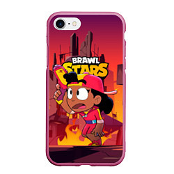 Чехол iPhone 7/8 матовый Brawl Stars Meg за охотой, цвет: 3D-малиновый