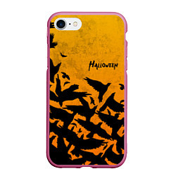 Чехол iPhone 7/8 матовый ВОРОНЫ ХЕЛЛОУИН CROWS HALLOWEEN, цвет: 3D-малиновый