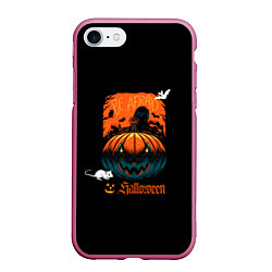 Чехол iPhone 7/8 матовый Кладбище Halloween, цвет: 3D-малиновый