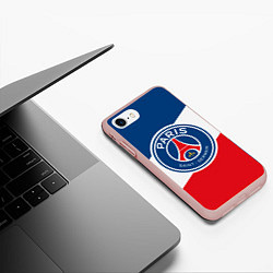 Чехол iPhone 7/8 матовый Paris Saint-Germain FC, цвет: 3D-светло-розовый — фото 2