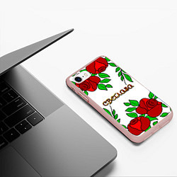 Чехол iPhone 7/8 матовый Светлана в розах, цвет: 3D-светло-розовый — фото 2
